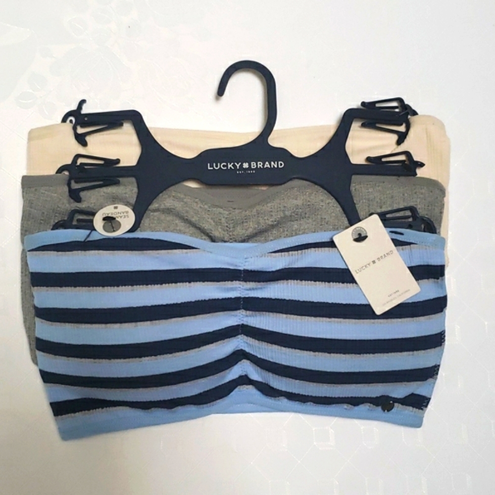 3 Seamless Bandeau Tube Tops Removable pads Bras Size L
